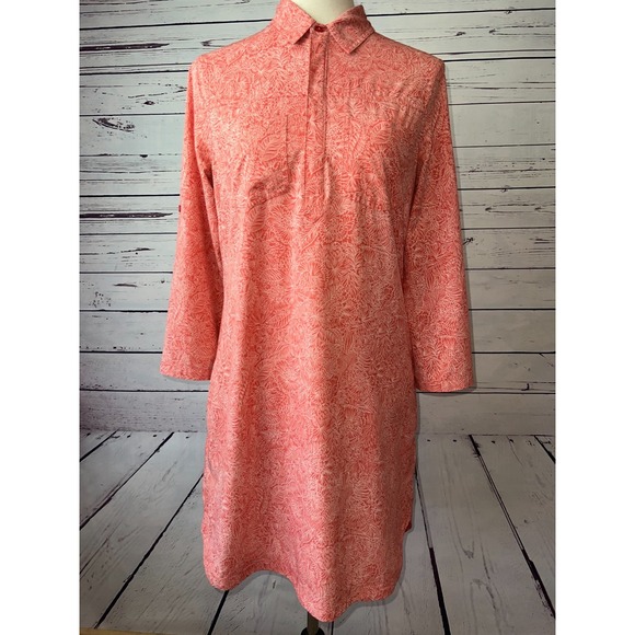 Title nine Dresses & Skirts - Title Nine Dress Small Botanical Shirtdress Nimblene Zip Pocket TN-200983 Orange